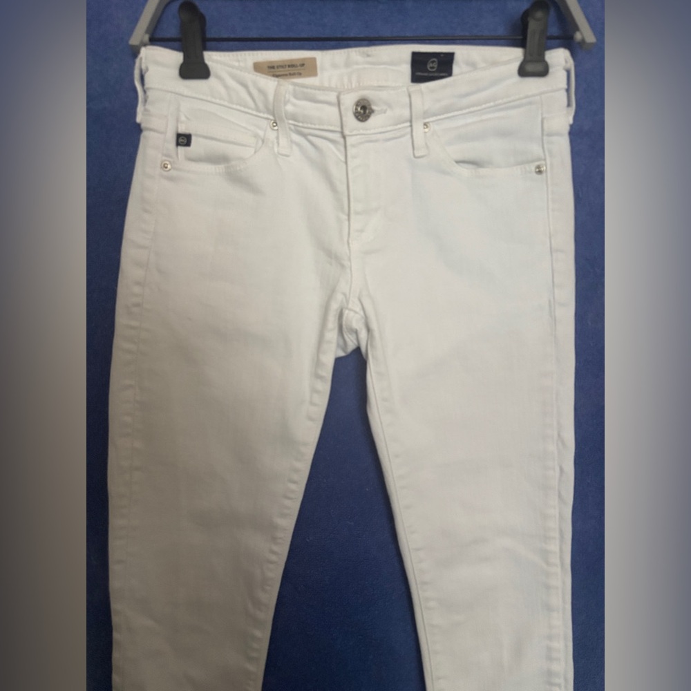 AG Adriano Goldschmied The Stilt Roll-Up Cigarette Jeans White Size 24 - Picture 2 of 7